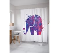 Штора (занавеска) для ванной JoyArty "Орнаментальный слон с сердцем" из сатена, 180х200 см с крючками, sc_63287
