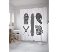 Штора (занавеска) для ванной JoyArty "Йоло как стиль жизни" из сатена, 180х200 см с крючками, sc_62205