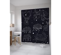 Штора (занавеска) для ванной JoyArty "Созвездия животных" из сатена, 180х200 см с крючками, sc_61407