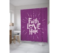 Штора (занавеска) для ванной JoyArty "Вера, любовь, надежда" из сатена, 180х200 см с крючками, sc_61707