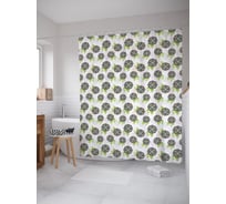 Штора (занавеска) для ванной JoyArty "Простота индийских цветов" из сатена, 180х200 см с крючками, sc_54495