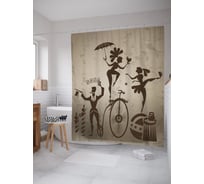 Штора (занавеска) для ванной JoyArty "Цирковые номера" из сатена, 180х200 см с крючками, sc_62863