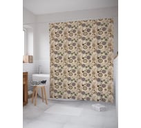Штора (занавеска) для ванной JoyArty "Орнаментальное цветочное полотно" из сатена, 180х200 см с крючками, sc_54412