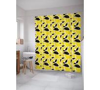 Штора (занавеска) для ванной JoyArty "Ряды лимонов" из сатена, 180х200 см с крючками, sc_64204
