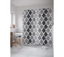 Штора (занавеска) для ванной JoyArty "Кольчуга из ромбов" из сатена, 180х200 см с крючками, sc_60839