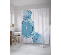 Штора (занавеска) для ванной JoyArty "Акварельные цветы" из сатена, 180х200 см с крючками, sc_60819