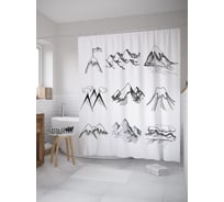 Штора (занавеска) для ванной JoyArty "Покоренные вершины" из сатена, 180х200 см с крючками, sc_60531