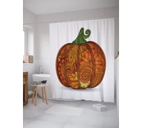 Штора (занавеска) для ванной JoyArty "Роспись на тыкве" из сатена, 180х200 см с крючками, sc_62419