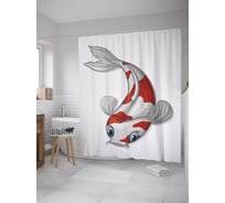 Штора (занавеска) для ванной JoyArty "Японский карп кои" из сатена, 180х200 см с крючками, sc_55069