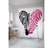 Штора (занавеска) для ванной JoyArty "Две зебры" из сатена, 180х200 см с крючками, sc_61660