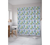 Штора (занавеска) для ванной JoyArty "Узор из лилий" из сатена, 180х200 см с крючками, sc_57543