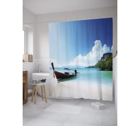 Штора (занавеска) для ванной JoyArty "У берега Пхукет" из сатена, 180х200 см с крючками, sc_60520