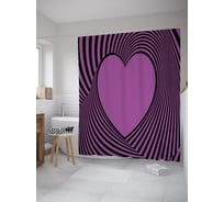 Штора (занавеска) для ванной JoyArty "Зебриное сердце" из сатена, 180х200 см с крючками, sc_61663
