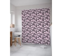 Штора (занавеска) для ванной JoyArty "Темные мелкоцветы" из сатена, 180х200 см с крючками, sc_62744