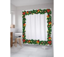 Штора (занавеска) для ванной JoyArty "Рождественский венок" из сатена, 180х200 см с крючками, sc_53679