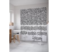 Штора (занавеска) для ванной JoyArty "Бумажные кораблики" из сатена, 180х200 см с крючками, sc_63732