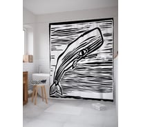 Штора (занавеска) для ванной JoyArty "Зубастый кит" из сатена, 180х200 см с крючками, sc_64062