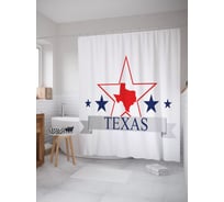 Штора (занавеска) для ванной JoyArty "Техасская звезда" из сатена, 180х200 см с крючками, sc_63074