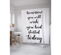 Штора (занавеска) для ванной JoyArty "Начни сегодня" из сатена, 180х200 см с крючками, sc_61624