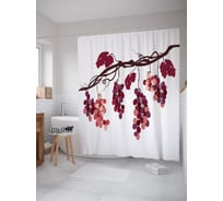 Штора (занавеска) для ванной JoyArty "Гроздья винограда на ветке" из сатена, 180х200 см с крючками, sc_58557