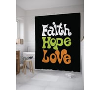 Штора (занавеска) для ванной JoyArty "Вера, надежда, любовь в цветах" из сатена, 180х200 см с крючками, sc_61714