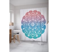 Штора (занавеска) для ванной JoyArty "Градиентный орнамент в мандале" из сатена, 180х200 см с крючками, sc_63281