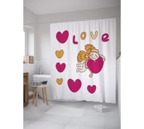 Штора (занавеска) для ванной JoyArty "Валентинчик с крылышками" из сатена, 180х200 см с крючками, sc_61099
