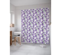 Штора (занавеска) для ванной JoyArty "Нежные колокольчики" из сатена, 180х200 см с крючками, sc_62751