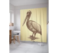 Штора (занавеска) для ванной JoyArty "Одинокий пеликан" из сатена, 180х200 см с крючками, sc_62550