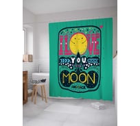 Штора (занавеска) для ванной JoyArty "Я люблю тебя от Луны и обратно" из сатена, 180х200 см с крючками, sc_46245