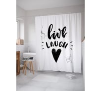 Штора (занавеска) для ванной JoyArty "Отношение к жизни" из сатена, 180х200 см с крючками, sc_53851