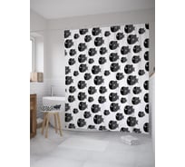Штора (занавеска) для ванной JoyArty "Монохромные рыбы" из сатена, 180х200 см с крючками, sc_61334