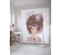 Штора (занавеска) для ванной JoyArty "Дева в высокой прическе" из сатена, 180х200 см с крючками, sc_60202
