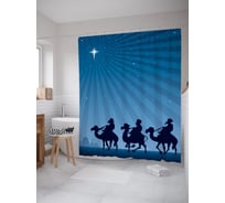 Штора (занавеска) для ванной JoyArty "Караван верблюдов ночью" из сатена, 180х200 см с крючками, sc_64283