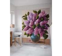 Штора (занавеска) для ванной JoyArty "Букет сирени" из сатена, 180х200 см с крючками, sc_62750