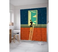 Штора (занавеска) для ванной JoyArty "Лестница в небо" из сатена, 180х200 см с крючками, sc_64185