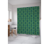 Штора (занавеска) для ванной JoyArty "Орнамент лепестков" из сатена, 180х200 см с крючками, sc_63952