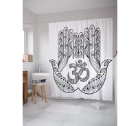 Штора (занавеска) для ванной JoyArty "Хамса в двух ладонях" из сатена, 180х200 см с крючками, sc_64233