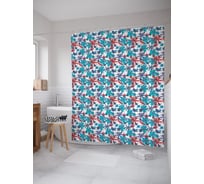 Штора (занавеска) для ванной JoyArty "Пичуги в цветах" из сатена, 180х200 см с крючками, sc_63224