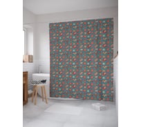 Штора (занавеска) для ванной JoyArty "Новогодние игрушки" из сатена, 180х200 см с крючками, sc_57620