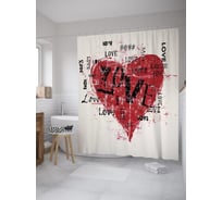 Штора (занавеска) для ванной JoyArty "Потертая любовь" из сатена, 180х200 см с крючками, sc_61107
