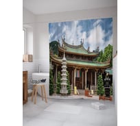 Штора (занавеска) для ванной JoyArty "Храм Конфуция" из сатена, 180х200 см с крючками, sc_52775