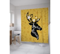Штора (занавеска) для ванной JoyArty "Мечты оленя" из сатена, 180х200 см с крючками, sc_61183