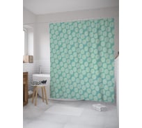 Штора (занавеска) для ванной JoyArty "Пунктирные окружности" из сатена, 180х200 см с крючками, sc_61498