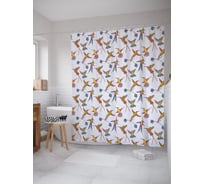 Штора (занавеска) для ванной JoyArty "Колибри с хвостиком" из сатена, 180х200 см с крючками, sc_63953