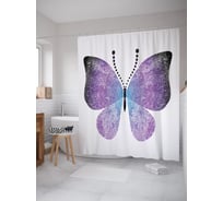 Штора (занавеска) для ванной JoyArty "Отпечаток бабочки" из сатена, 180х200 см с крючками, sc_62704