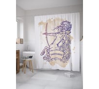 Штора (занавеска) для ванной JoyArty "Стрелец в розах" из сатена, 180х200 см с крючками, sc_61068