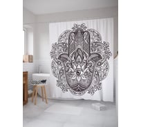 Штора (занавеска) для ванной JoyArty "Восточный амулет" из сатена, 180х200 см с крючками, sc_64221