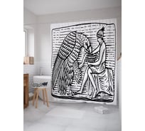 Штора (занавеска) для ванной JoyArty "Воитель-охотник и царь" из сатена, 180х200 см с крючками, sc_63497