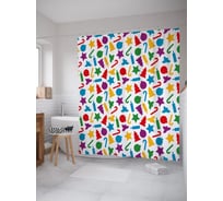 Штора (занавеска) для ванной JoyArty "Рождественские формы" из сатена, 180х200 см с крючками, sc_53277